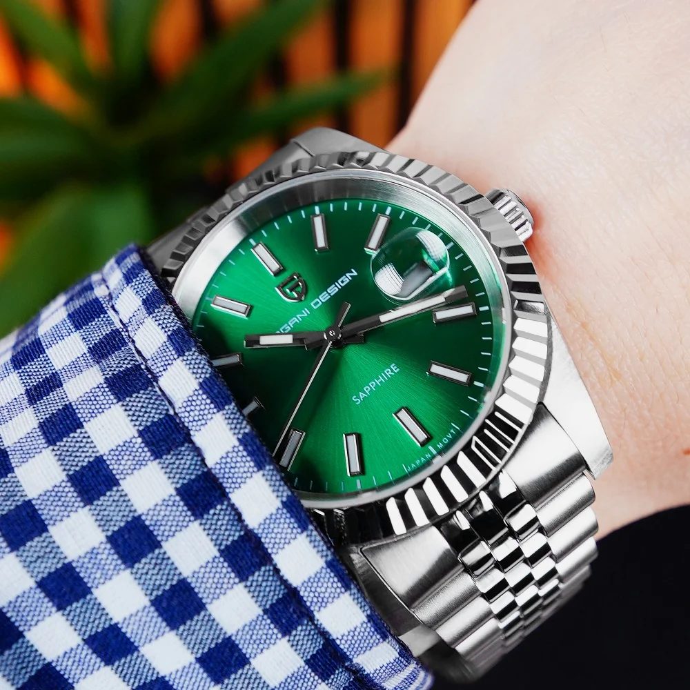 ⌚Купити Чоловічий годинник Pagani Design PD-1794M Silver-Green за